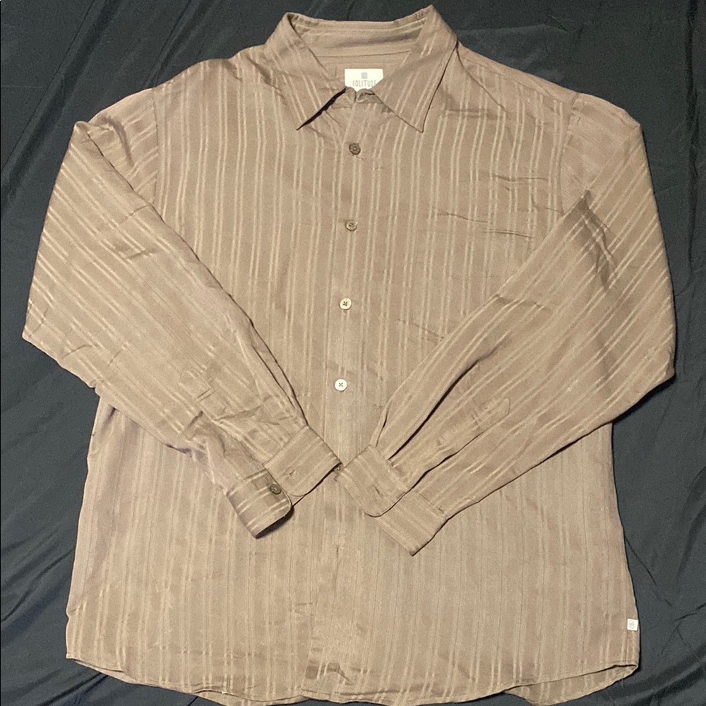 Solitude Men's Brown Striped Shirt